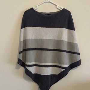 Barefoot Dreams Black and Gray Striped Poncho